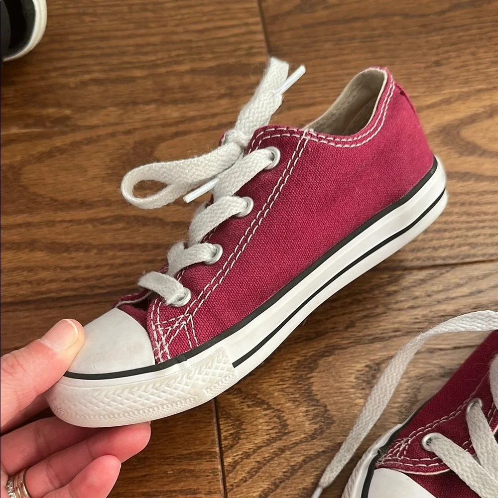 Converse Kids Red Canvas Low-Top Sneakers
